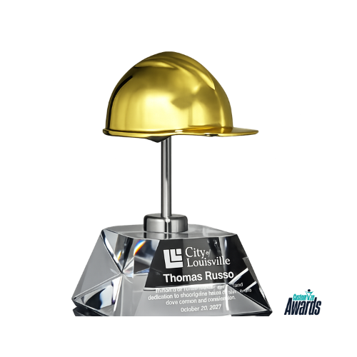 Summit Hard Hat Crystal Award | Construction Leadership Trophy