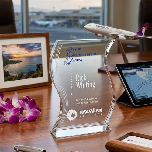 Personalized Engraved Wave Recognition Trophy