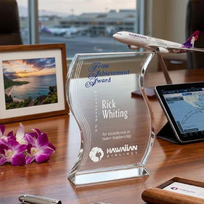 Personalized Engraved Wave Recognition Trophy