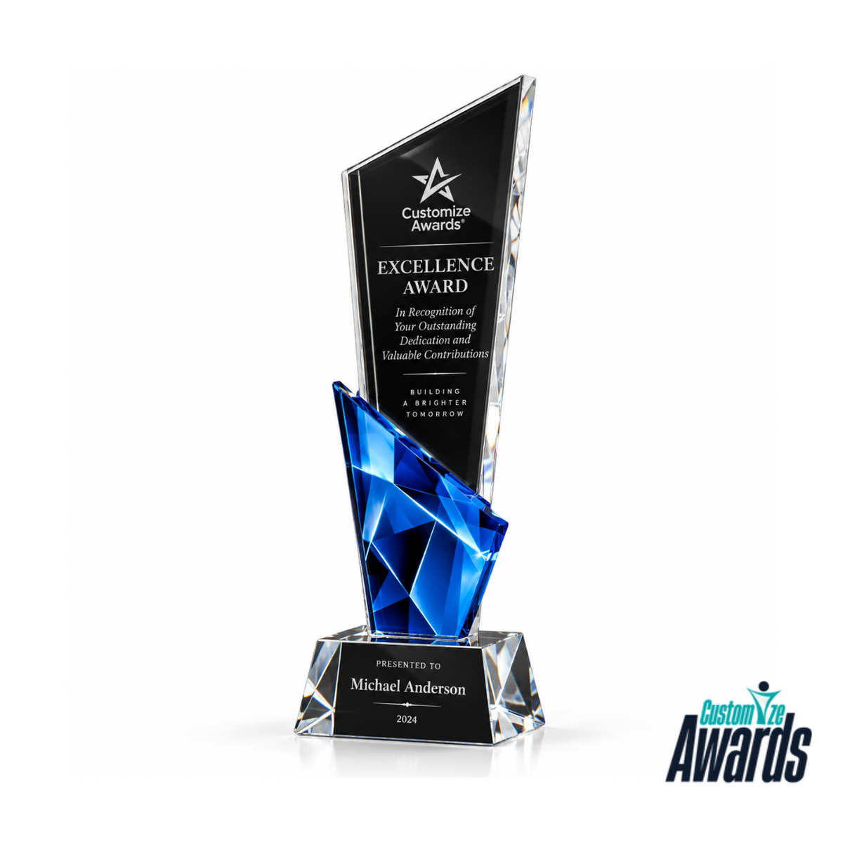 Radiant Blue Sapphire | Custom Crystal Excellence Award