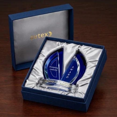 Personalized Leadership Flight Indigo Crystal Award