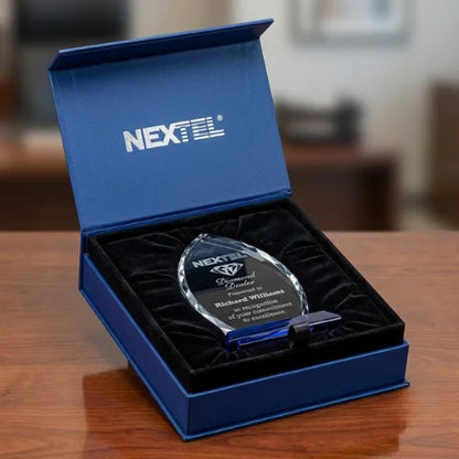 Personalized Cool Blue Elliptic Crystal Award