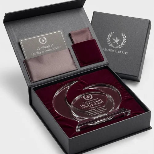 Personalized Elliptic Indigo Crystal Award Trophy