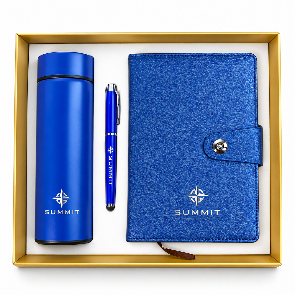 Summit Blue Compass | Customized Blue Corporate Gift Box