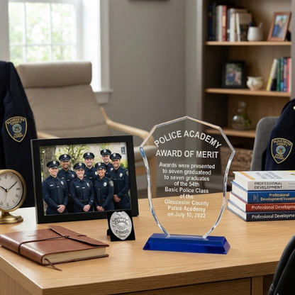 Personalized Engraved Police Badge Crystal Award
