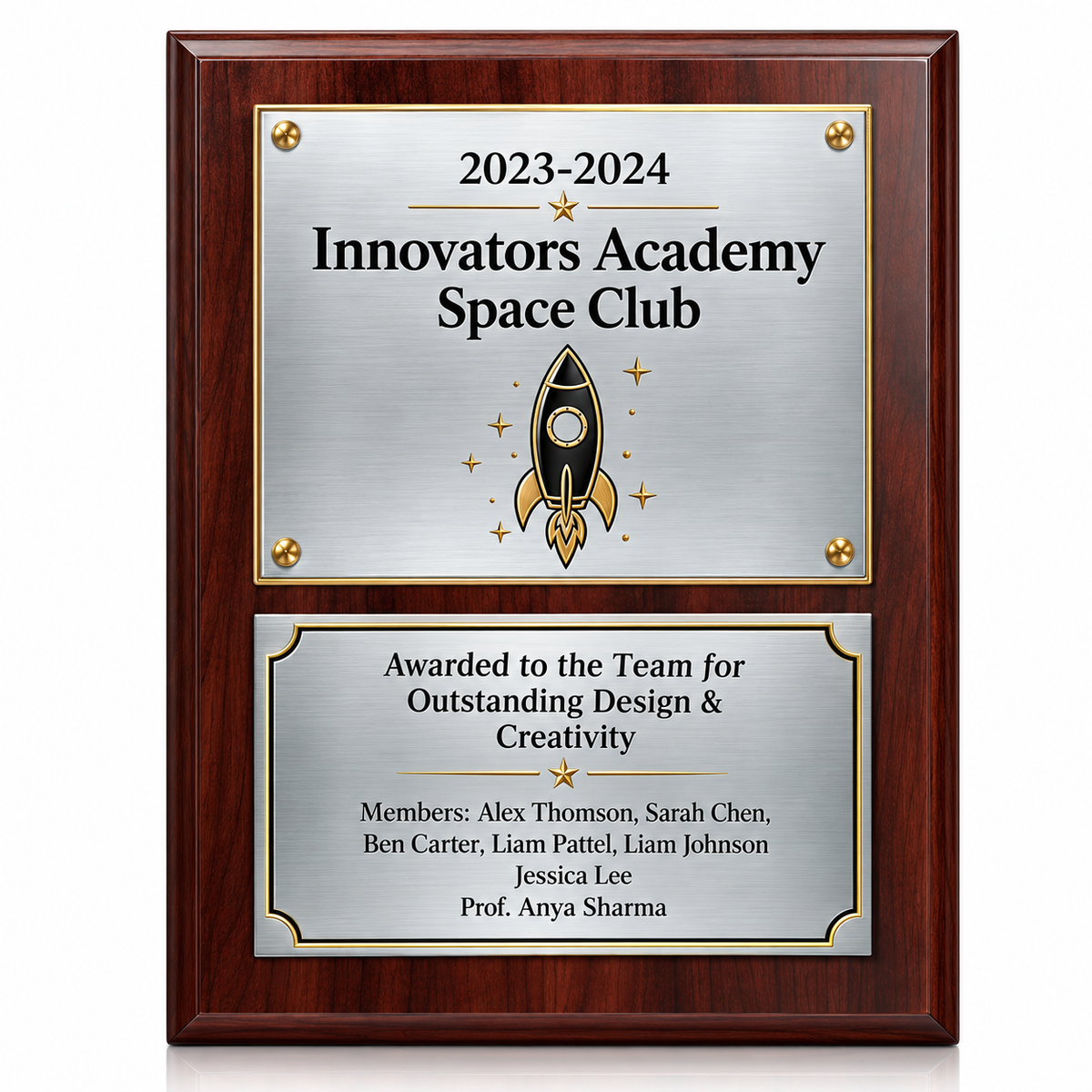 Walnut Stellar | Elegant Wood Plaque for Employee Excellence