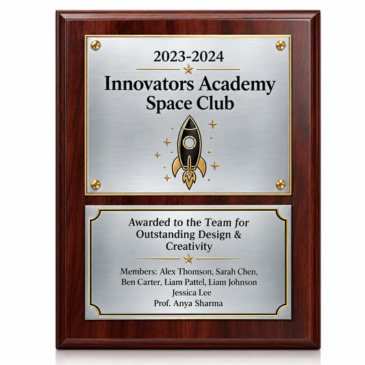 Walnut Stellar | Elegant Wood Plaque for Employee Excellence
