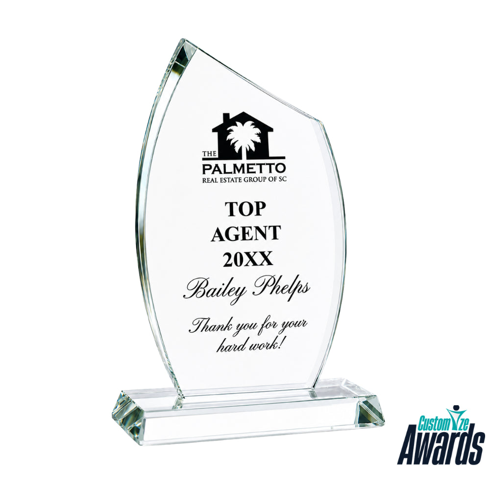 Modern Flame | Custom Engraved Recognition Crystal  Award