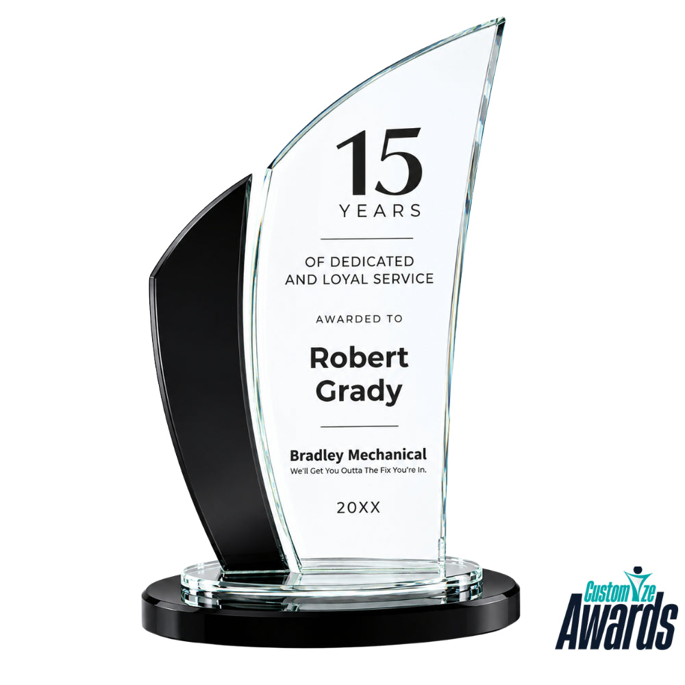 Black Edge Wave | Custom Engraved Corporate Recognition Crystal Award