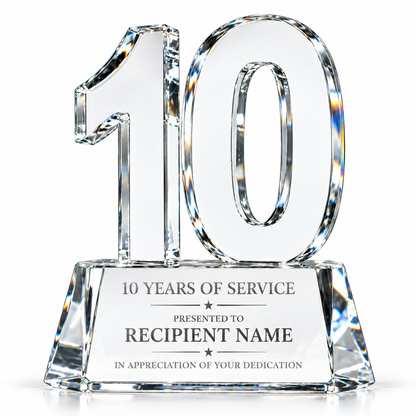 Noble Rise | Custom Crystal 10 Years of Service Recognition Award