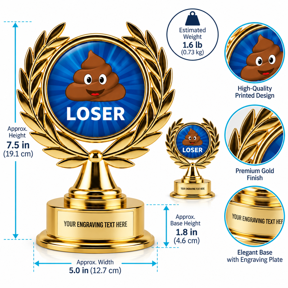 Laurel Jester | Unique Golden Laurel Trophy for Outstanding Performance