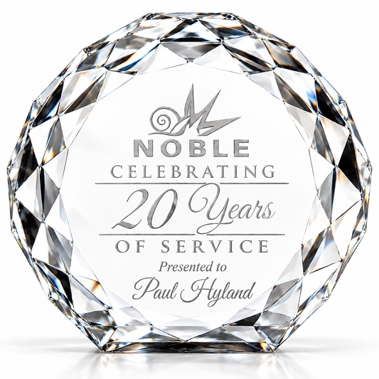 Noble Radiance | Custom Crystal 20 Year Service Anniversary Award