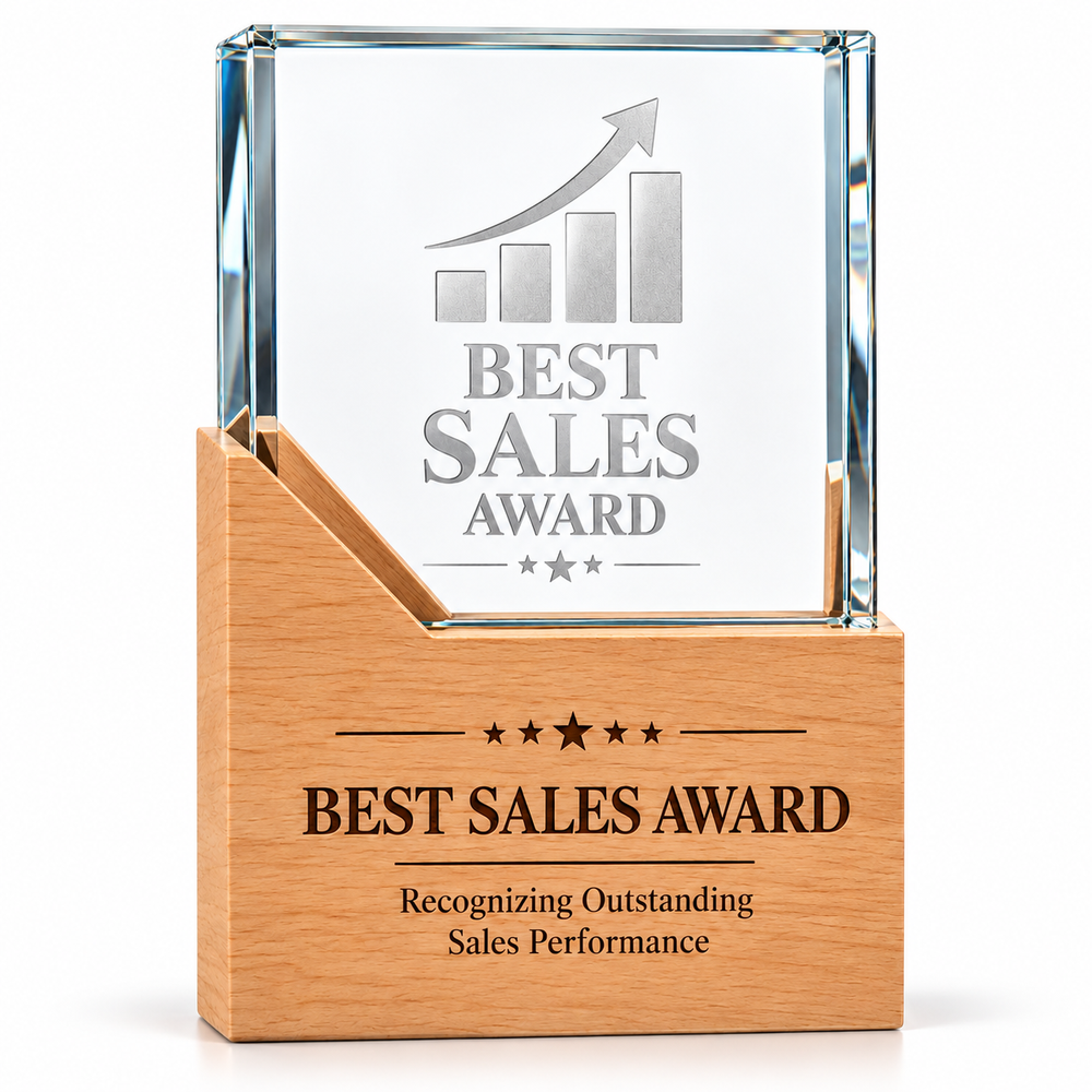 Oakspire Legacy | Custom Crystal and Wood Sales Excellence Award