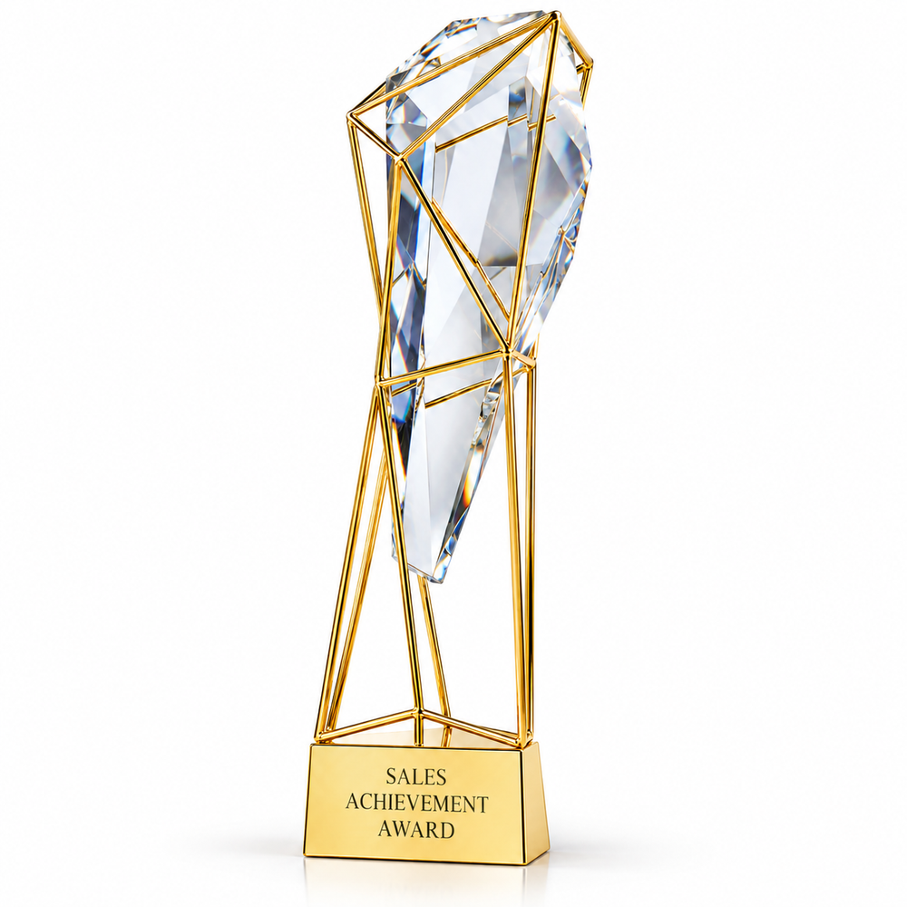Golden Facet | Custom Crystal Sales Achievement Award