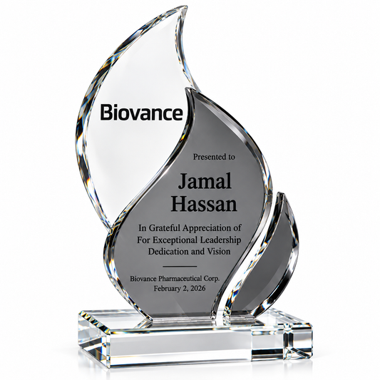 Leaf Acrylic | Custom Glass Plaque for Employees