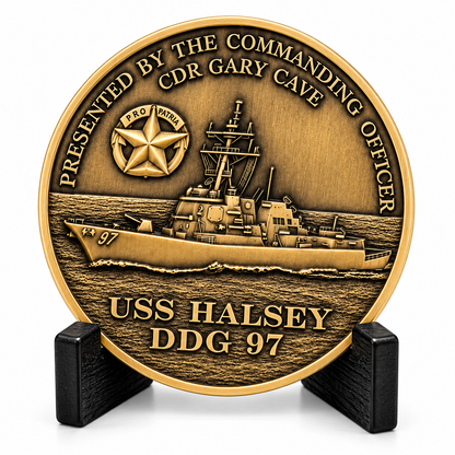 Benutzerdefinierte USS Halsey Challenge Coin – Antikmessing Navy Command Coin