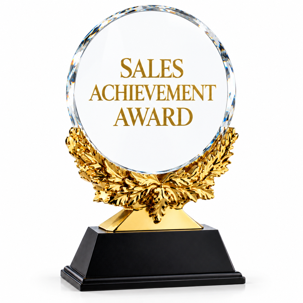 Golden Laurel | Custom Crystal Sales Achievement Award