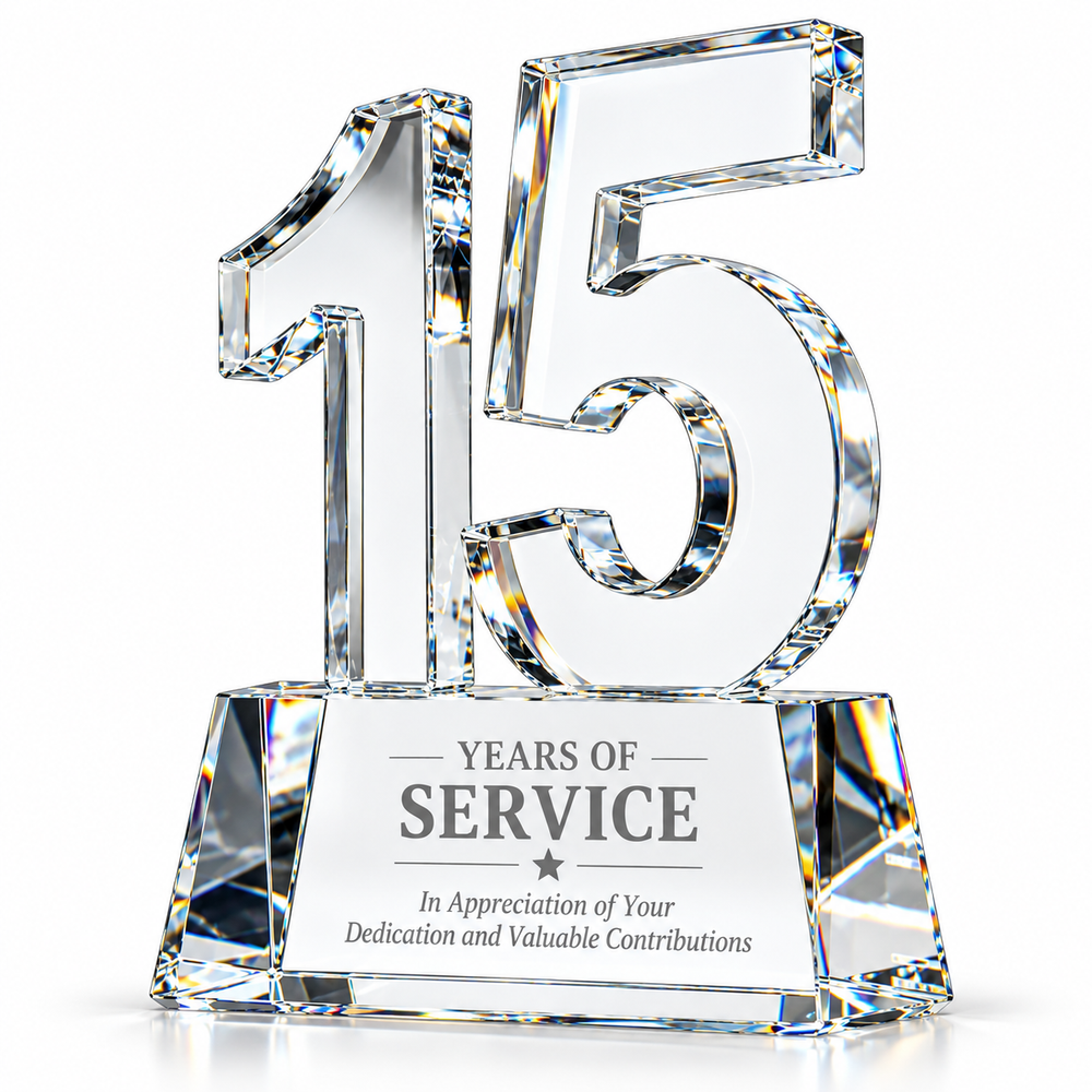Noble Rise | Custom Crystal 15 Years of Service Recognition Award