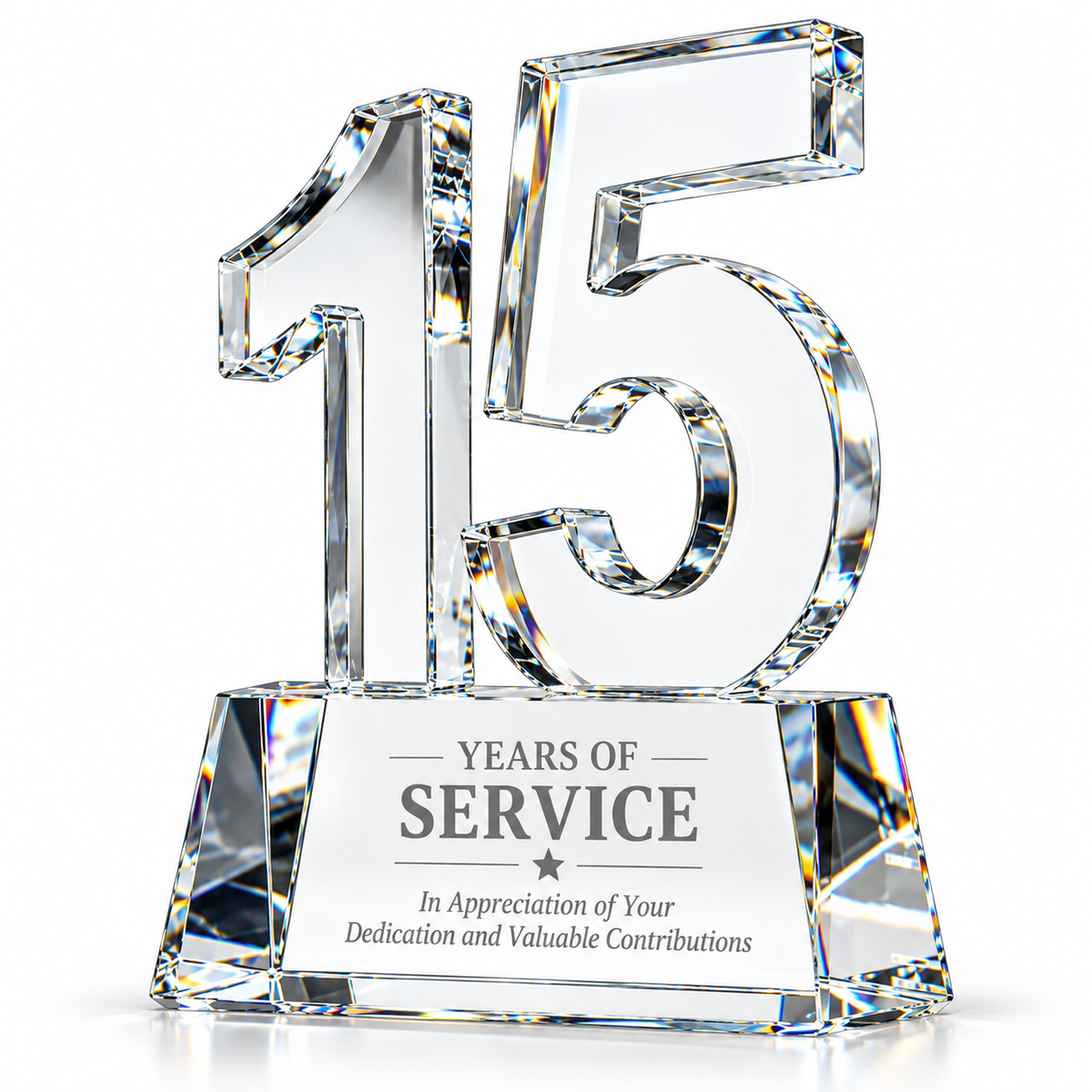 Noble Rise | Custom Crystal 15 Years of Service Recognition Award