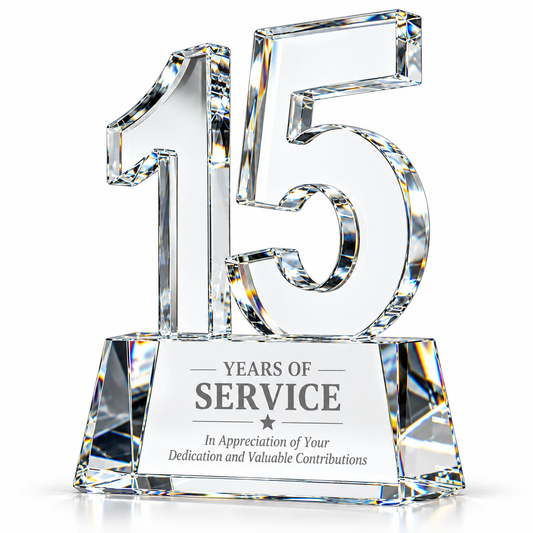 Noble Rise | Custom Crystal 15 Years of Service Recognition Award