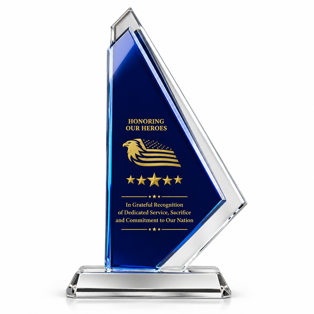 Liberty Pinnacle | Veterans Day Blue Crystal Military Recognition Award
