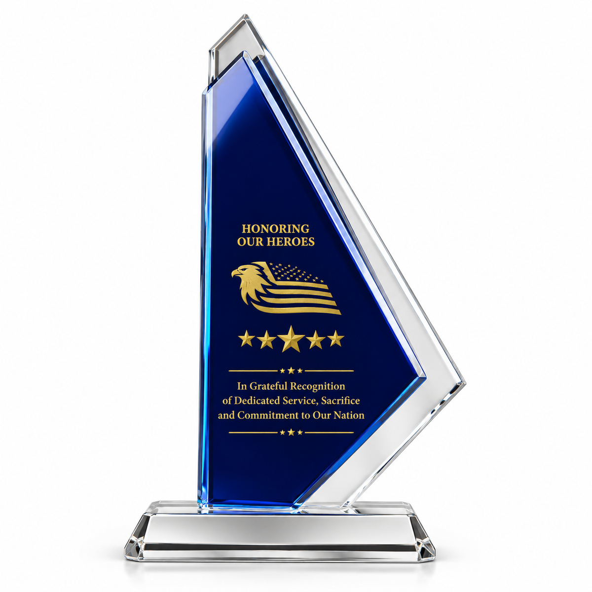 Liberty Pinnacle | Veterans Day Blue Crystal Military Recognition Award