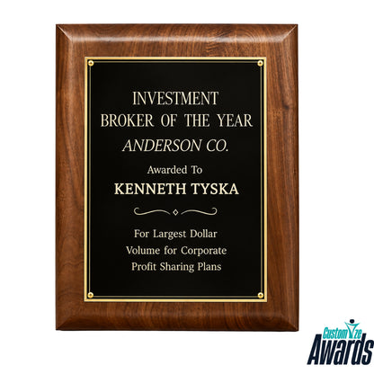 Elegance Walnut |  Custom Engraved Executive  Recognition Plaque Award