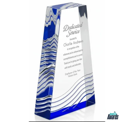 Custom Blue Accent Acrylic Service Award