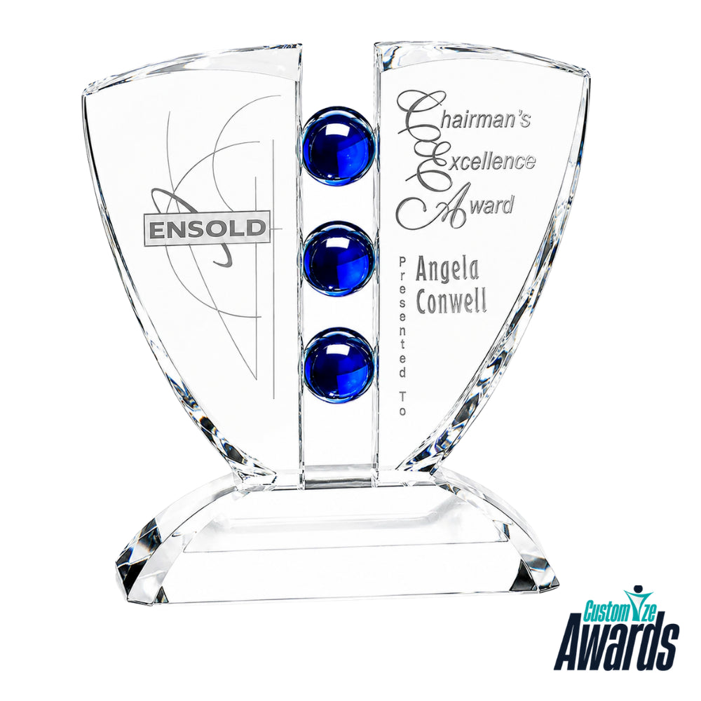 Pinion Indigo Crystal | Trophée en cristal gravé de reconnaissance