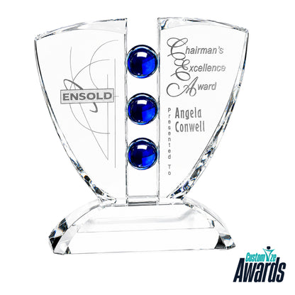 Pinion Indigo Crystal | Trophée en cristal gravé de reconnaissance