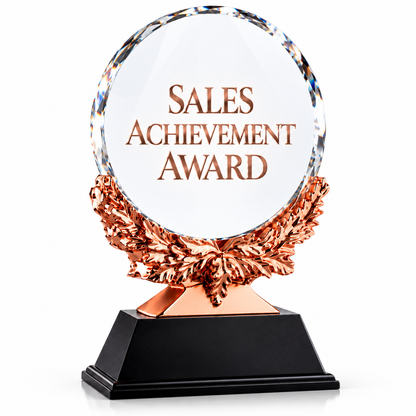 Copper Laurel | Custom Crystal Sales Achievement Award