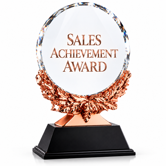 Copper Laurel | Custom Crystal Sales Achievement Award