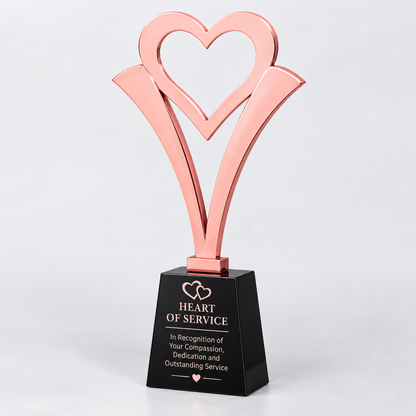 Roseheart Elegance | Rose Gold Metal Thanksgiving Appreciation Trophy