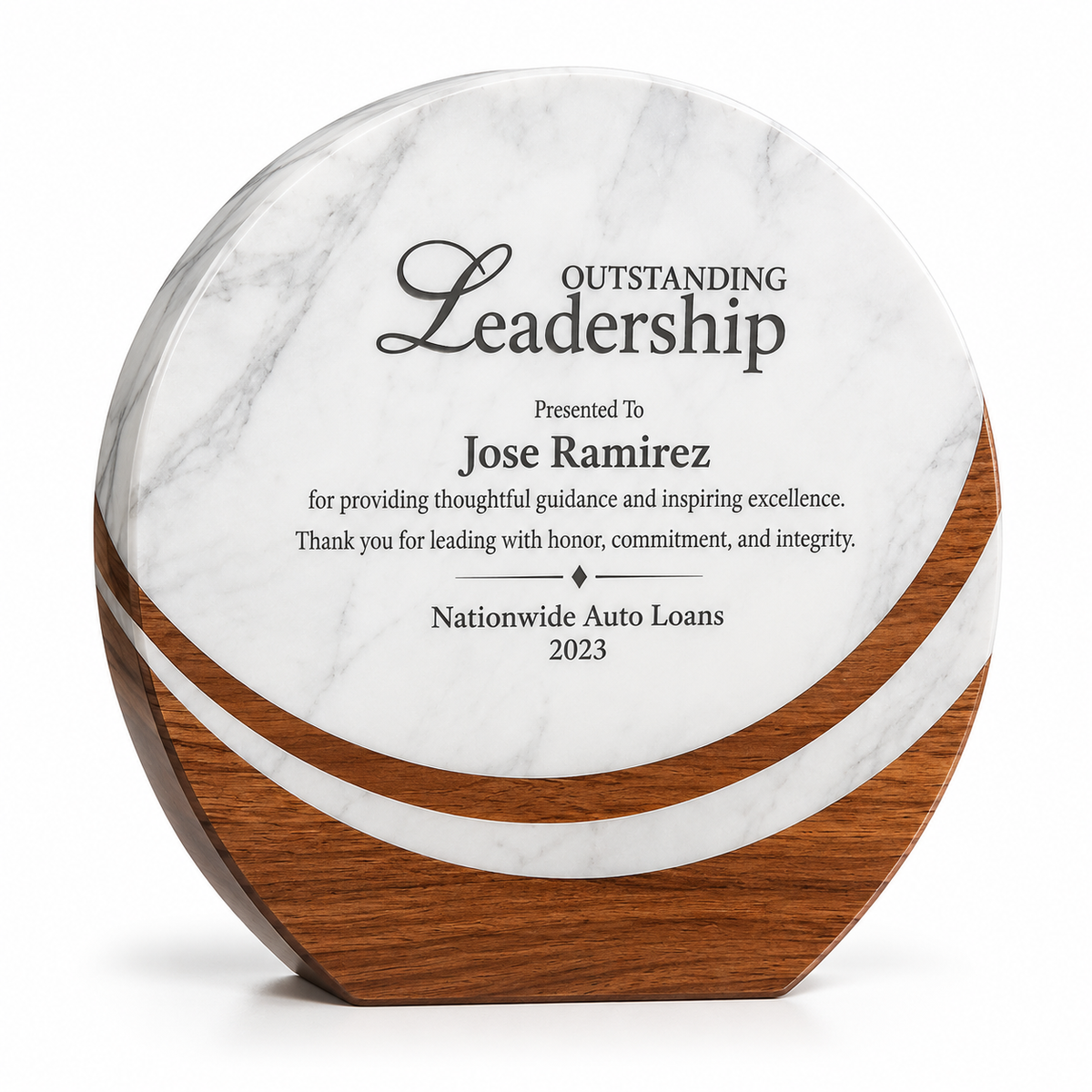 Marblewood | Custum Engraved Leadership Award plaque