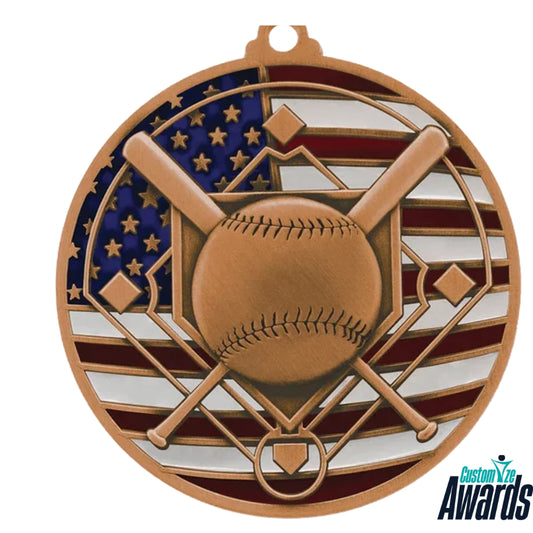Drapeau des États-Unis | Médaille de baseball personnalisée pour une performance athlétique