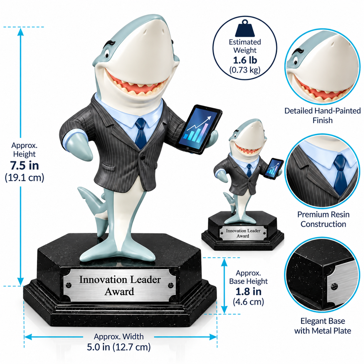 Alpha Closer | Custom Engraved Shark Trophy for Sales Team Achievement