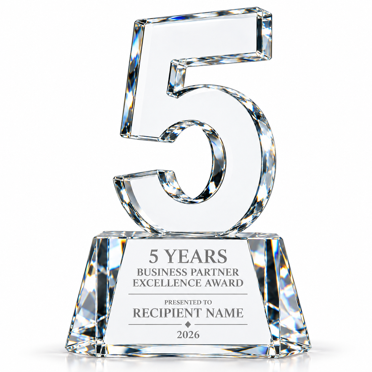 Noble Rise | Custom Crystal 5 Years of Service Recognition Award