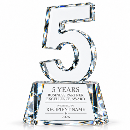 Noble Rise | Custom Crystal 5 Years of Service Recognition Award