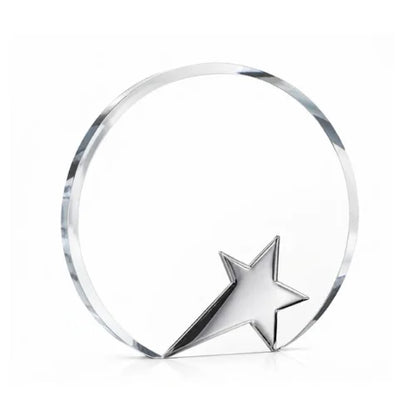 Circle Crystal Star Award with Blue Accent Base