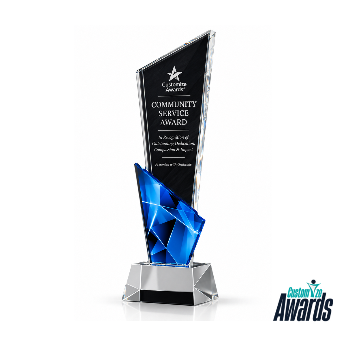 Radiant Blue Crystal | Custom Community Service Award