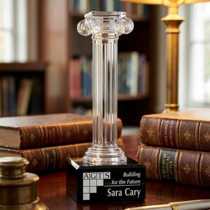 Personalized Engraved Ionic Column Crystal Award