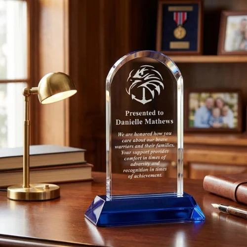 Personalized  Cool Blue Arch Crystal Award