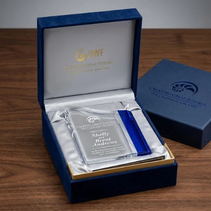 Personalized Faceted Wave Crystal Award