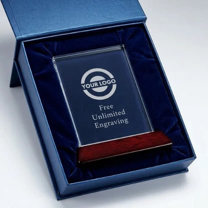 Personalized  Rosewood Rectangle Crystal Award