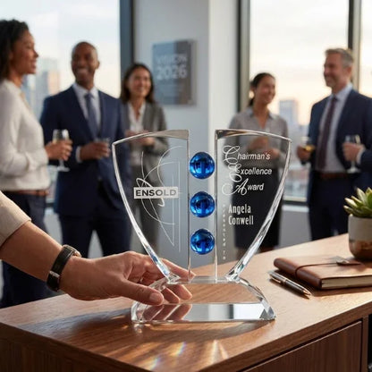 Personalized Pinion Indigo Crystal Award Trophy