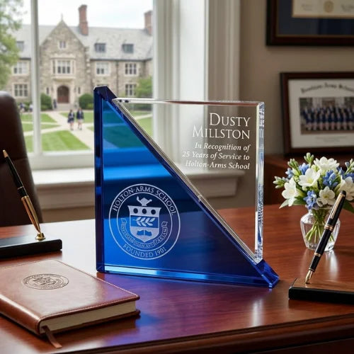 Personalized Blue Crystal Acclaim Award