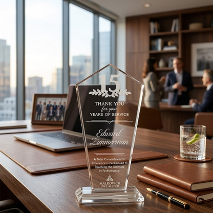 Engraved Pentagon Crystal Award