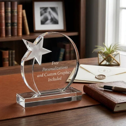 Personalized  Shooting Star Circle Crystal Award