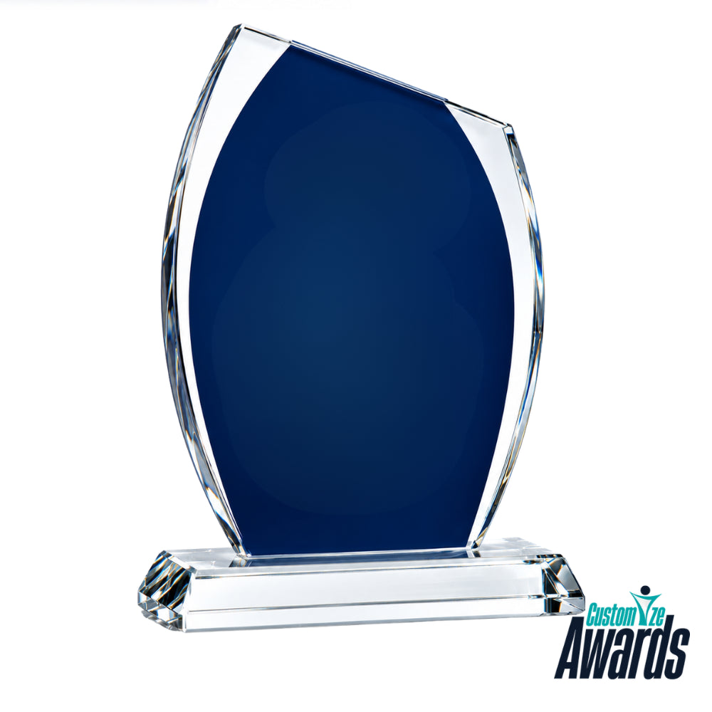 Trophée de reconnaissance des employés en cristal bleu