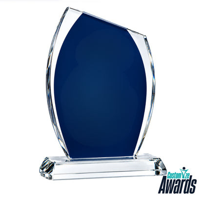 Trophée de reconnaissance des employés en cristal bleu